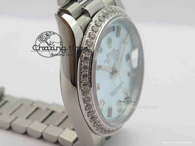 Best AAA Replica Sites 3699 BP Stylish SS Maker Best Ice SS On Bracelet Bezel Diamond ETA Day Blue 40mm Date Edition Dial 1228